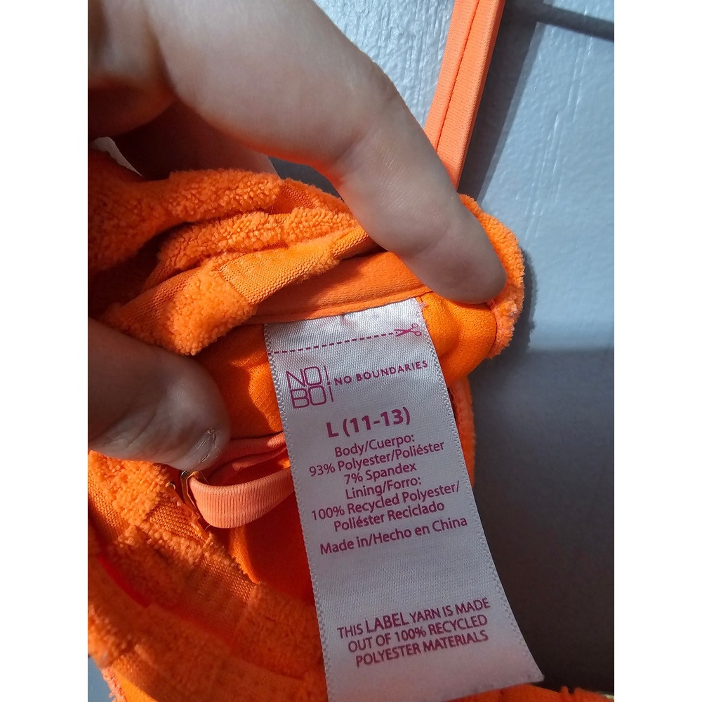 NO BOUNDARIES Orange Textured Bikini Top‎ & Bottom Set Size L 11-13 - Picture 6 of 6